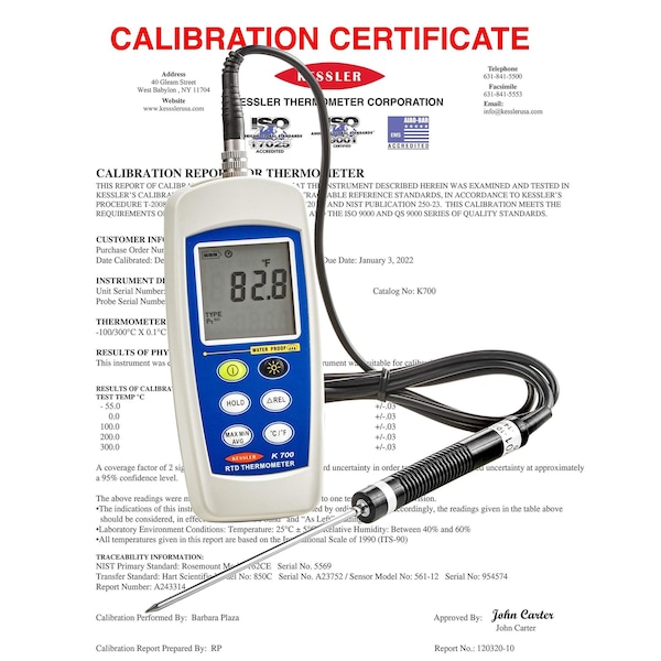Kessler Usa Reference Precision Digital Thermometer Supplied with ISO 17025 Certificate